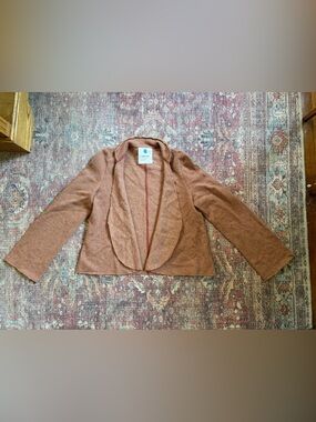Sparrow 100% Lambswool Open Front Cardigan  Rust Orange Tan Stripe Size S Flawed